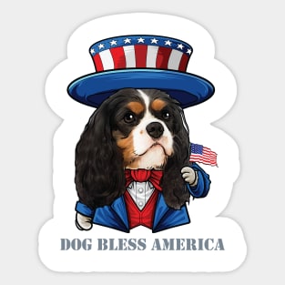 Cavalier King Charles Spaniel Dog Bless America Sticker